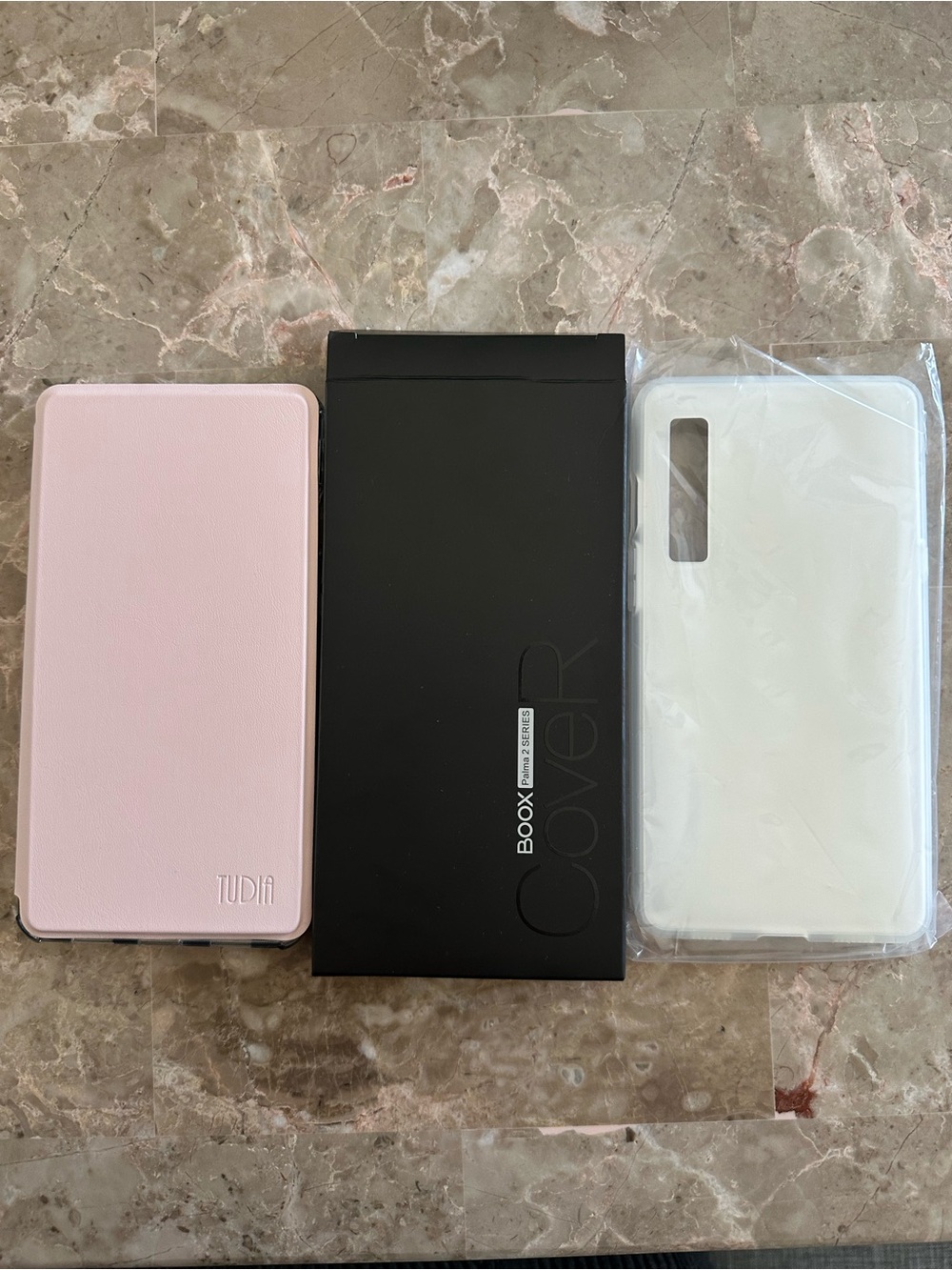 Boox Palma 2 Pink Flip Case + White Clear Case bundle